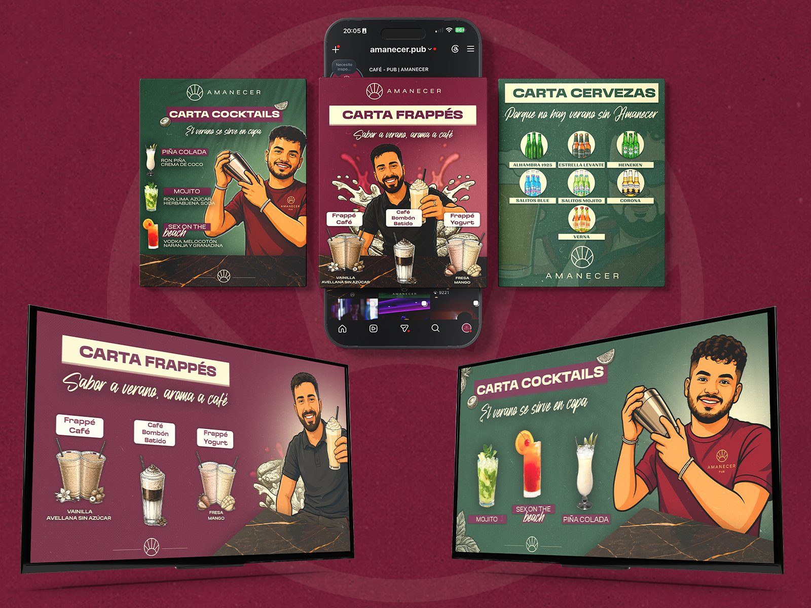 Pub Amanecer — Diseño cartelería y gestión redes sociales Huércal-Overa