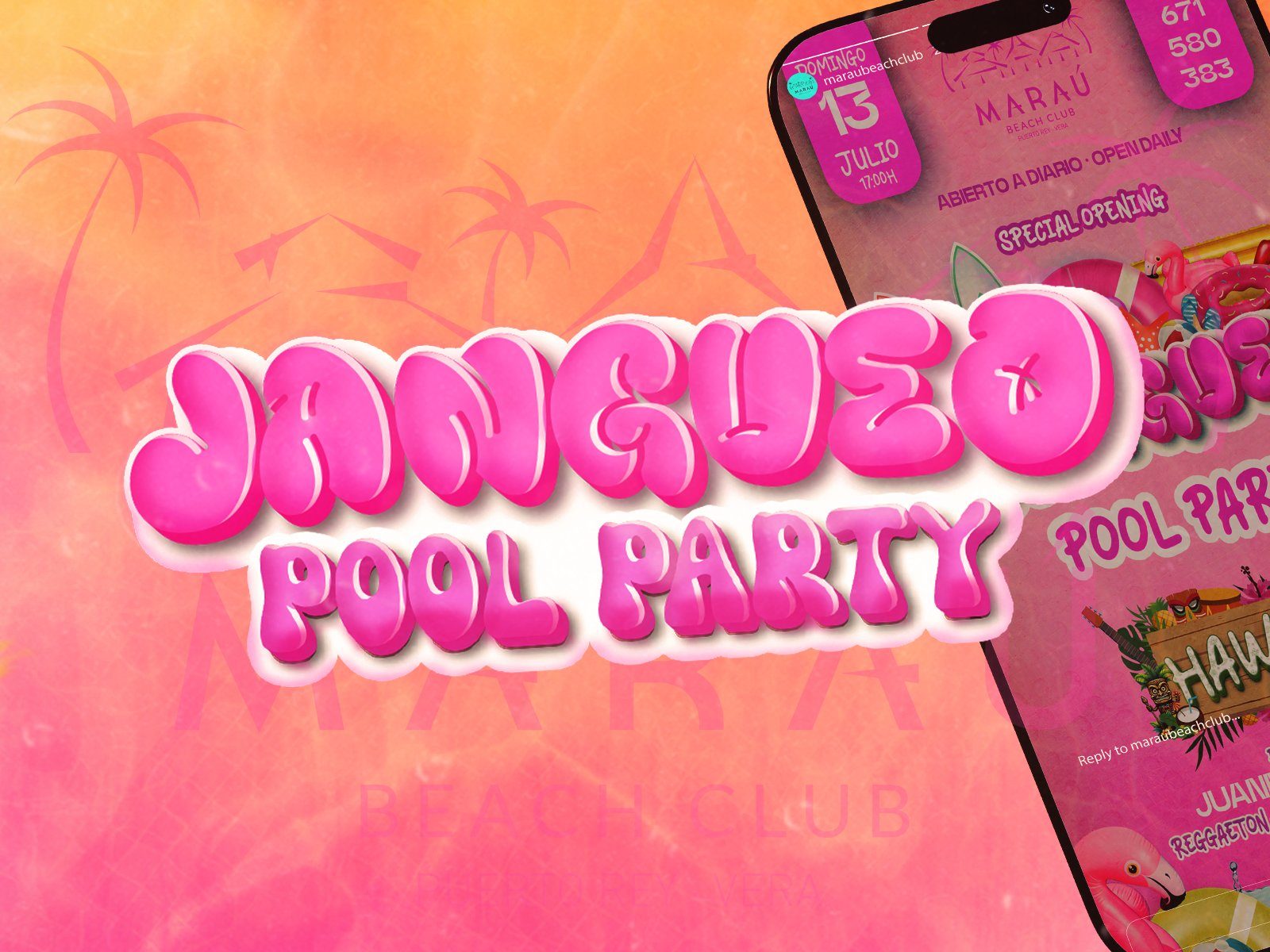 Jangueo Pool Party — Branding evento Maraú Beach Club Almería